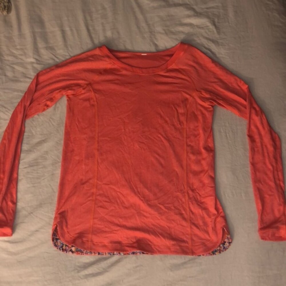 Lululemon salmon-bright orange long sleeve shirt
